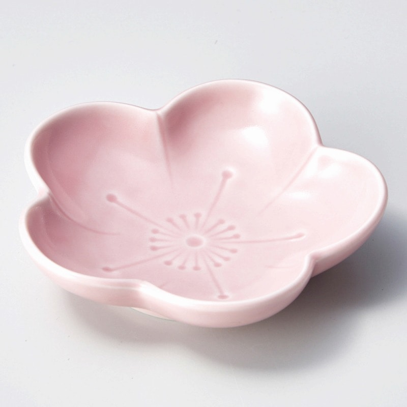 【直送品】金正陶器 ピンク梅型平鉢 1個（ご注文単位1個）