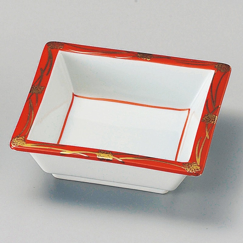 金正陶器 赤金彩角鉢 1個（ご注文単位1個）【直送品】