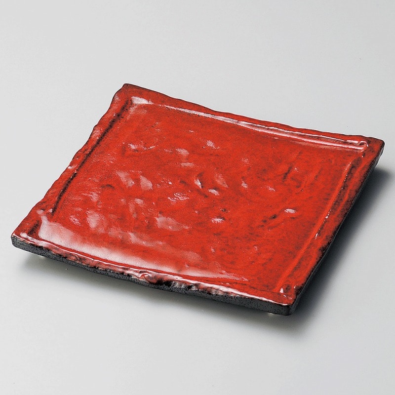 【直送品】金正陶器 紅黒炭正角皿（小） 1個（ご注文単位1個）