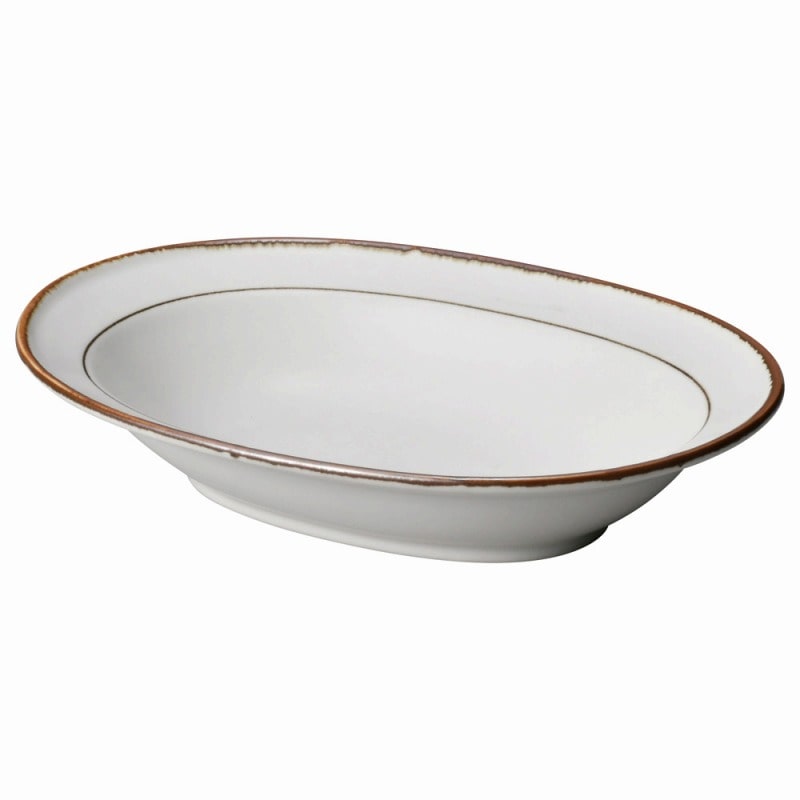 金正陶器 ブラウンエッジ楕円鉢 1個（ご注文単位1個）【直送品】