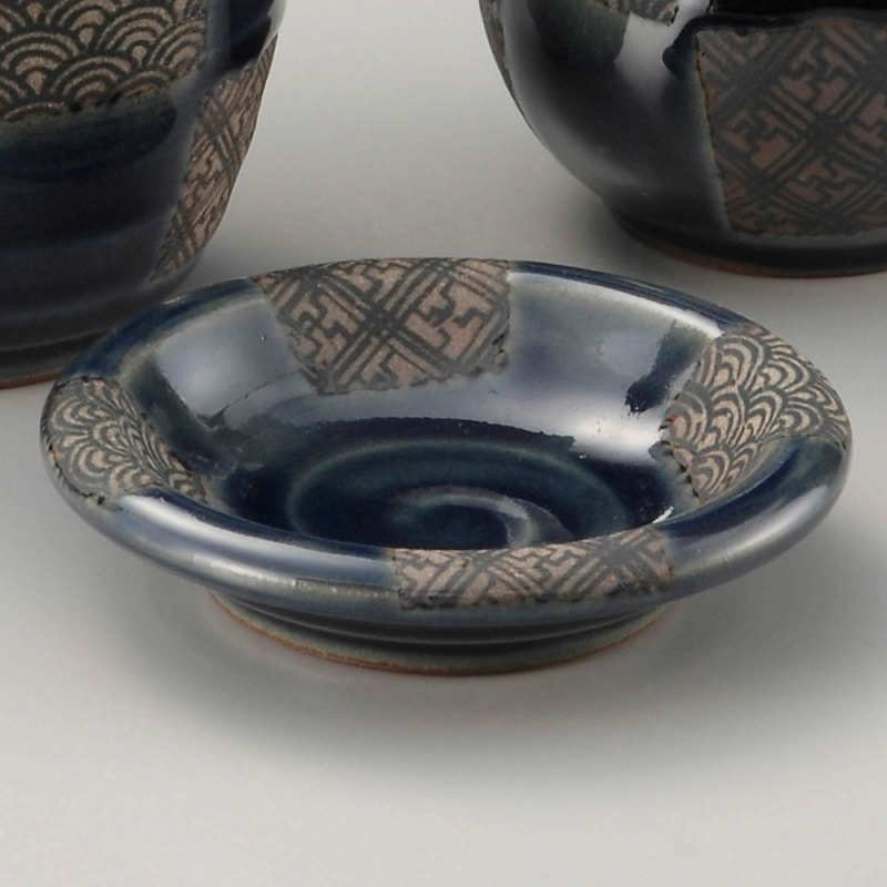 金正陶器 藍市松青海波玉小皿 1個（ご注文単位1個）【直送品】