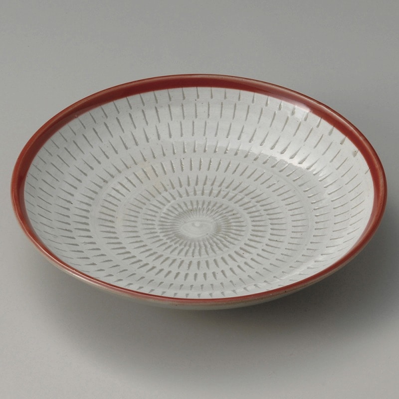 金正陶器 赤白刷毛トチリ７.０麺皿 1個（ご注文単位1個）【直送品】