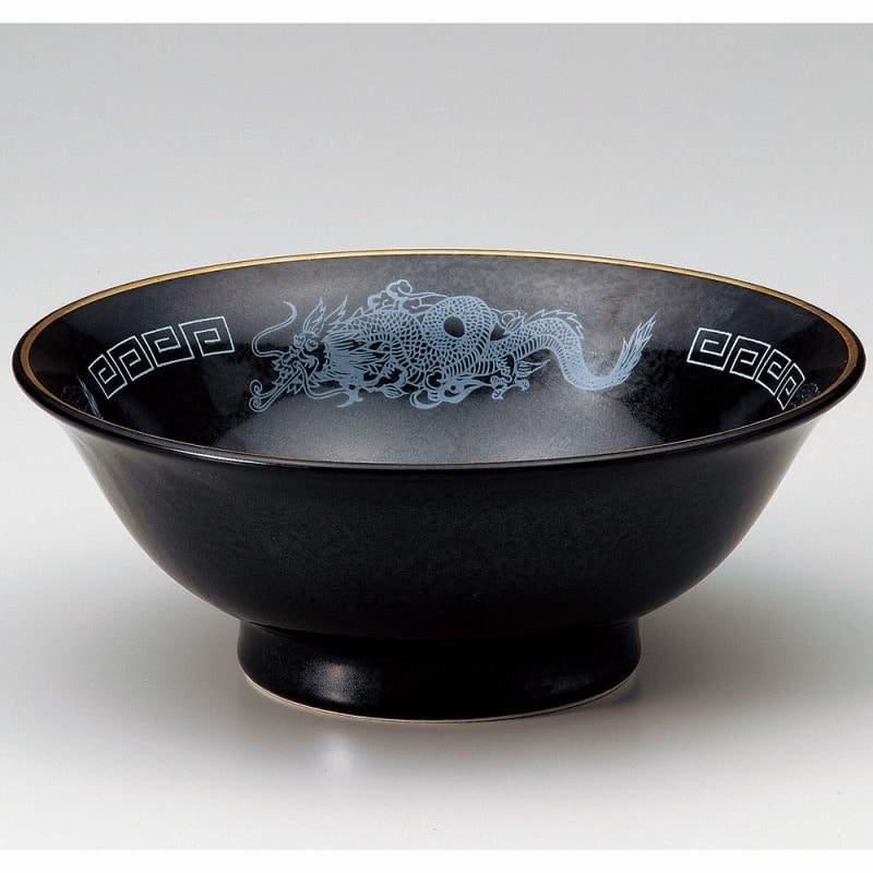 >金正陶器 黒水晶白竜7.0反高台丼 1個（ご注文単位1個）【直送品】