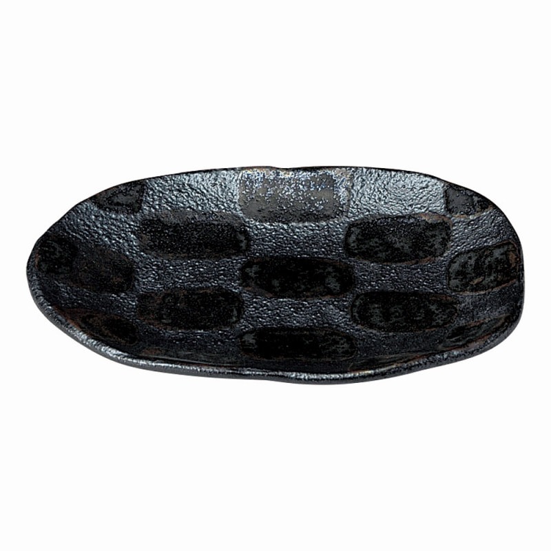 金正陶器 黒市松楕円取り皿 1個（ご注文単位1個）【直送品】
