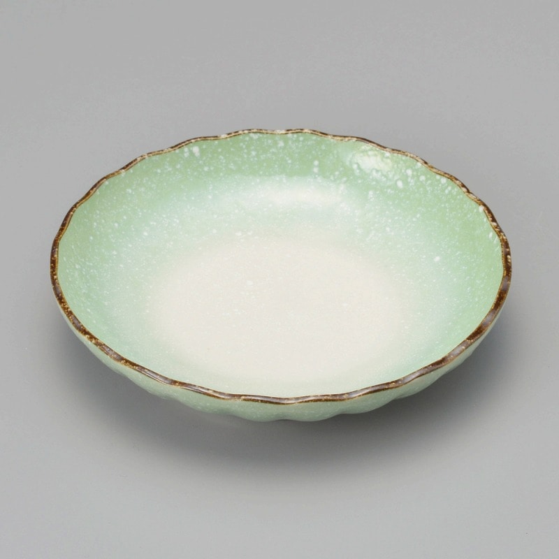 【直送品】金正陶器 小雪緑菊型5.0皿 1個（ご注文単位1個）