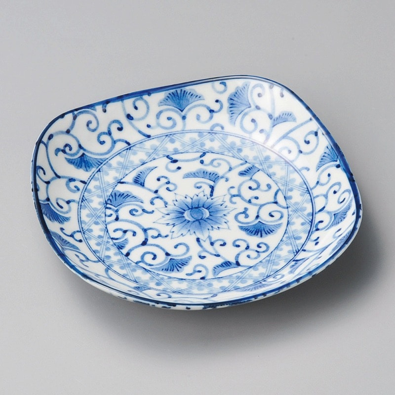 金正陶器 藍彩四角3.5皿 1個（ご注文単位1個）【直送品】
