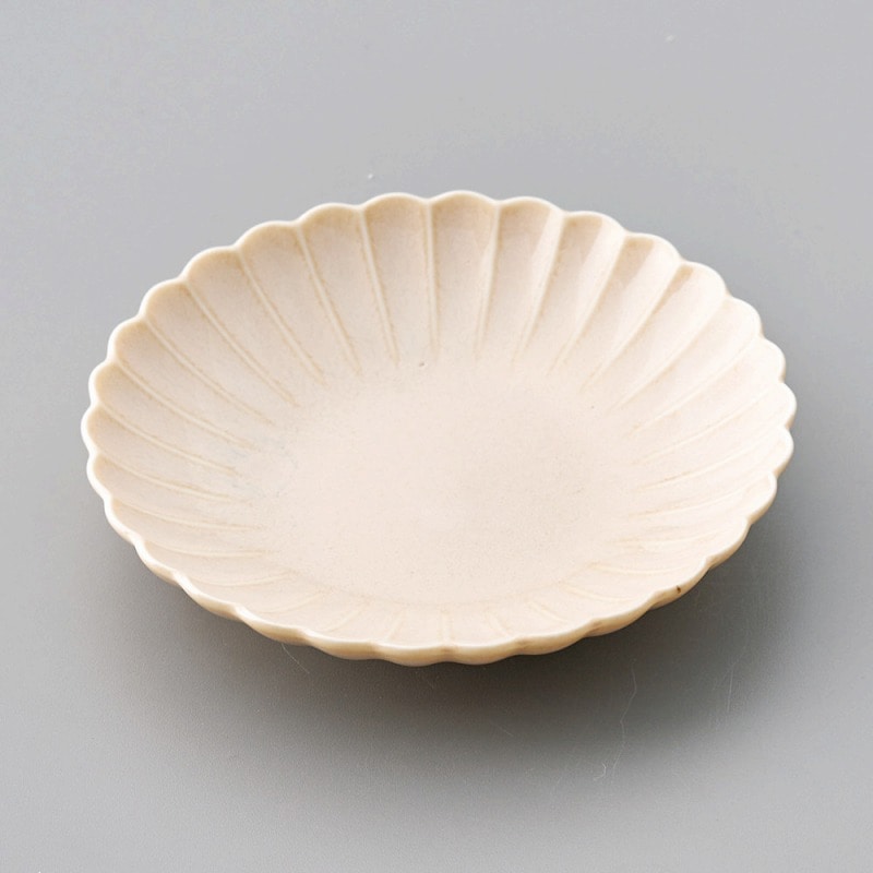 金正陶器 菊型白うのふ14ｃｍ皿 1個（ご注文単位1個）【直送品】