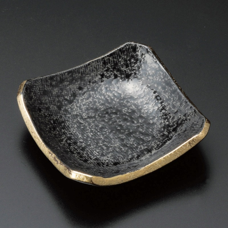 【直送品】金正陶器 (強)黒ちらし口金3.0正角皿 1個（ご注文単位1個）