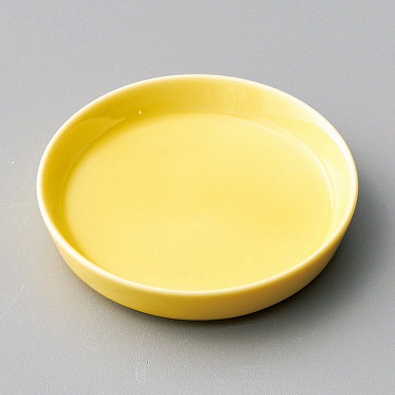 【直送品】金正陶器 ｲｴﾛｰ丸切立小皿 1個（ご注文単位1個）