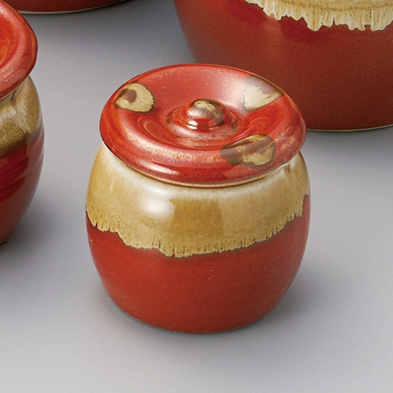金正陶器 赤白流しﾐﾆ蓋物 1個（ご注文単位1個）【直送品】