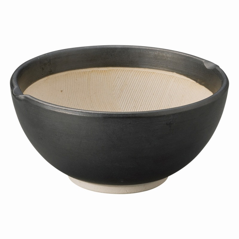 【直送品】金正陶器 黒ﾏｯﾄ波紋丸型すり鉢3.5号 1個（ご注文単位1個）