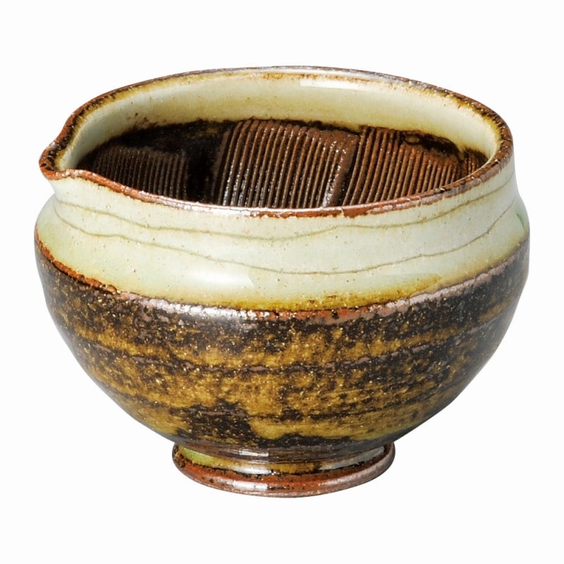 金正陶器 泥ｸｼ彫り三.五寸丸片口ｽﾘ鉢 1個（ご注文単位1個）【直送品】