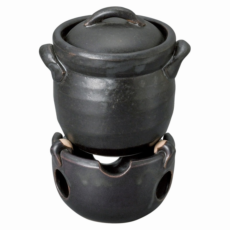 金正陶器 黒釉ﾐﾆご飯釜(0.5合炊) 1個（ご注文単位1個）【直送品】