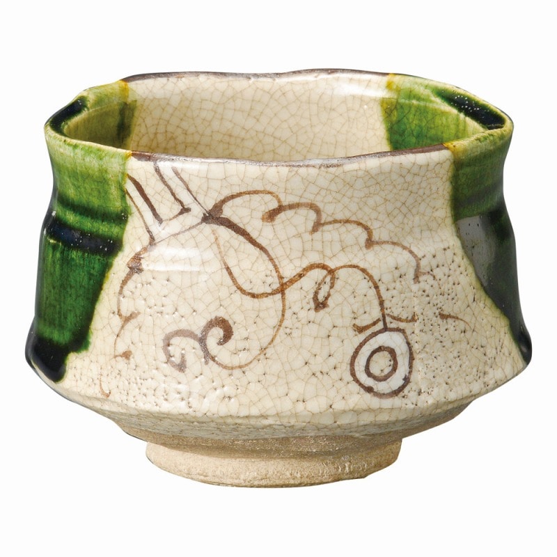 金正陶器 織部茶椀(桐)鉄山作 1個（ご注文単位1個）【直送品】