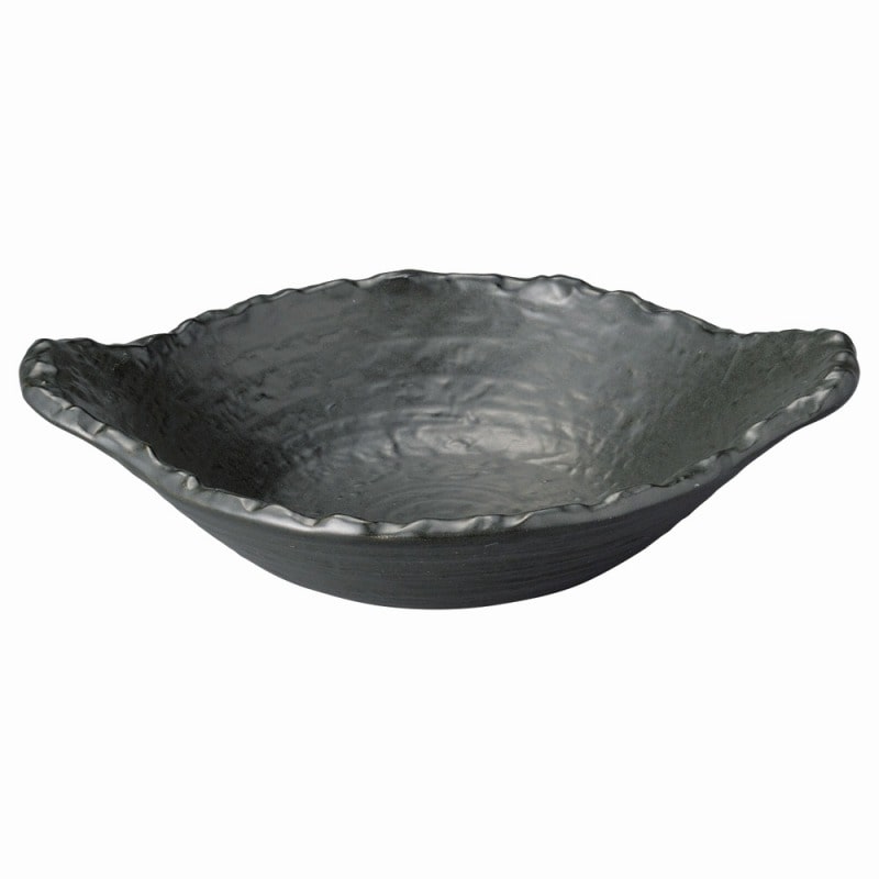 金正陶器 超耐熱（直火ＯＫ）　黒釉２２ｃｍ変形浅鍋 1個（ご注文単位1個）【直送品】