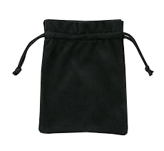 PO-XL-L-BK マイクロスェード巾着ポーチＬ　中仕切り付　ブラック 50枚/束 （ご注文単位1束）【直送品】