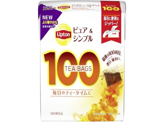 キーコーヒー リプトン ピュア&シンプルティー ティーバッグ 100袋入 1パック※軽（ご注文単位1パック)【直送品】