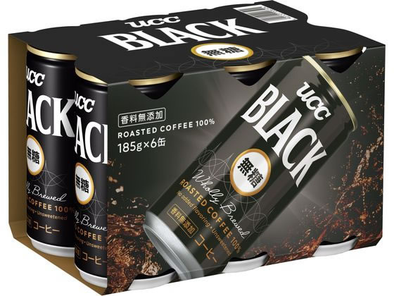 >UCC BLACK無糖 185g 6缶パック 1パック※軽（ご注文単位1パック)【直送品】