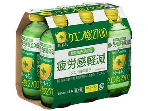 【直送品】ポッカサッポロ キレートレモン クエン酸2700 瓶 155mL×6本 1パック※軽（ご注文単位1パック)