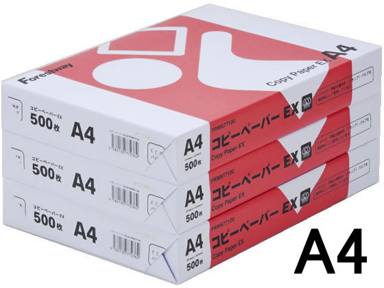 Forestway コピーペーパーEX A4 500枚×3冊 1パック（ご注文単位1パック)【直送品】