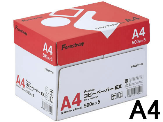 Forestway コピーペーパーEX A4 500枚×5冊 1箱（ご注文単位1箱)【直送品】