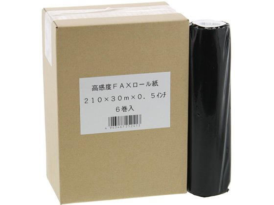 高感度FAXロール紙 A4サイズ 210mm×30m×0.5インチ 6本 1箱（ご注文単位1箱)【直送品】