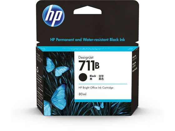 HP インクカートリッジ ブラック 80ml HP711B(3WX01A) 1個（ご注文単位1個)【直送品】