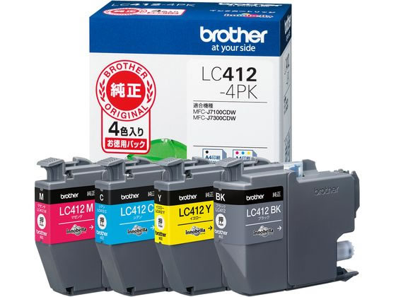 ブラザー 純正インクカートリッジ 4色パック LC412-4PK 1パック（ご注文単位1パック)【直送品】