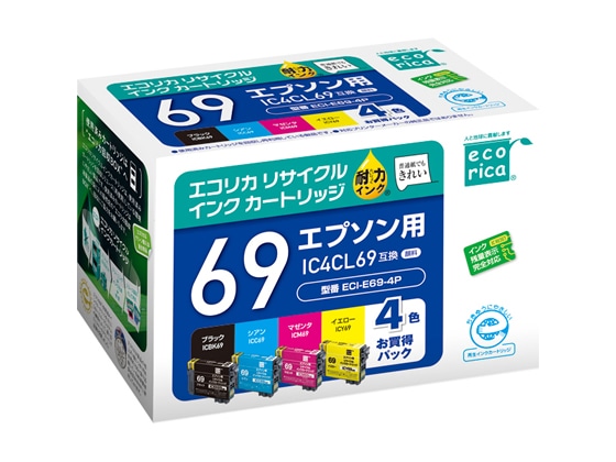 エコリカ エプソン用リサイクルインクカートリッジIC4CL69 1パック（ご注文単位1パック)【直送品】