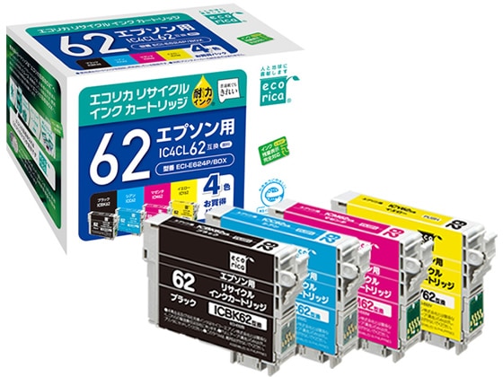 エコリカ エプソン用リサイクルインクカートリッジIC4CL62 1箱（ご注文単位1箱)【直送品】