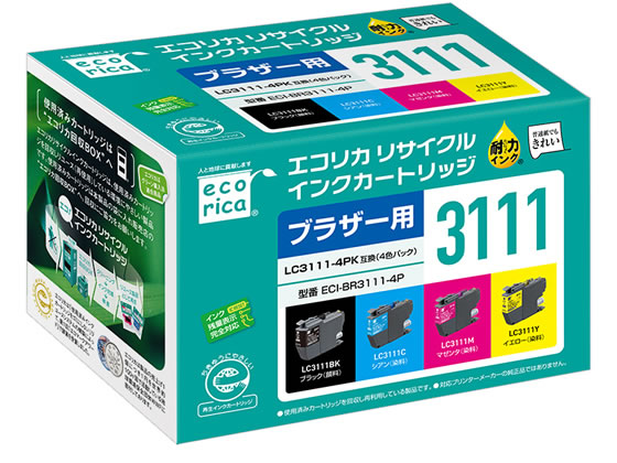 エコリカ ブラザー用リサイクルインクカートリッジ LC3111-4PK 1パック（ご注文単位1パック)【直送品】