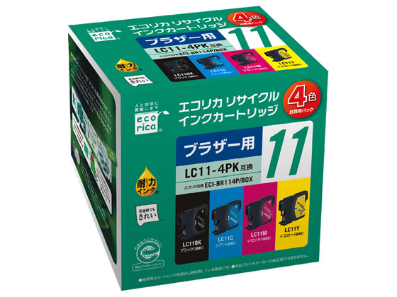 エコリカ ブラザー用リサイクルインクカートリッジLC11-4PK 1パック（ご注文単位1パック)【直送品】