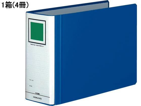コクヨ チューブファイル〈エコツインR〉A4ヨコ とじ厚80mm 青 4冊 1箱（ご注文単位1箱)【直送品】