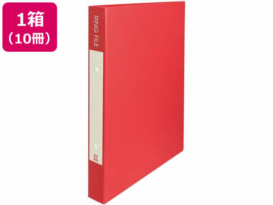 ビュートン 2穴リングファイル 紙製 A4タテ 背幅36mm レッド 10冊 1箱（ご注文単位1箱)【直送品】