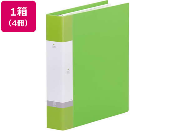 リヒトラブ リクエスト クリアーブック差替式A4 30穴 背幅55黄緑4冊 1箱（ご注文単位1箱)【直送品】