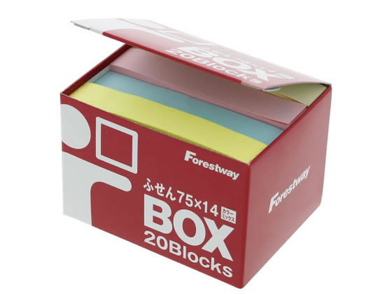 Forestway ふせん 75×14mm 4色アソート 20冊 1箱（ご注文単位1箱)【直送品】