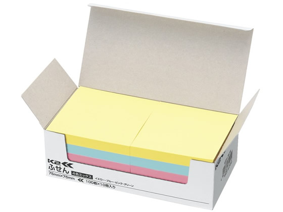 コクヨ ふせん〈K2〉75×75mm 4色ミックス 10冊 K2メ-7575 1箱（ご注文単位1箱)【直送品】