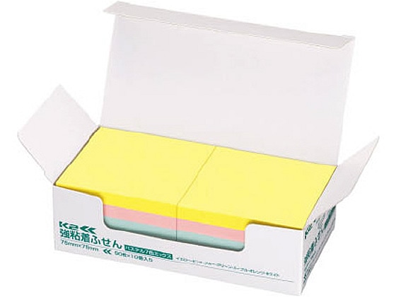 コクヨ 強粘着ふせん〈K2〉 75×75 7色ミックス パステル10冊 1箱（ご注文単位1箱)【直送品】