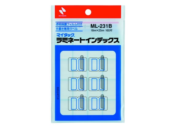 >ニチバン マイタックラミネートインデックス青枠18*25mm 160片 ML-231B 1袋（ご注文単位1袋)【直送品】