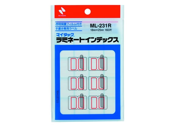 >ニチバン マイタックラミネートインデックス赤枠18*25mm 160片 ML-231R 1袋（ご注文単位1袋)【直送品】