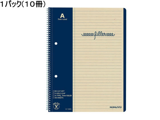 コクヨ フィラーノート B5 A罫 マージン罫入 10冊 ス-10AN 1パック（ご注文単位1パック)【直送品】