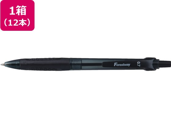 Forestway ノック式油性ボールペン 0.7mm 黒 12本 1箱（ご注文単位1箱)【直送品】