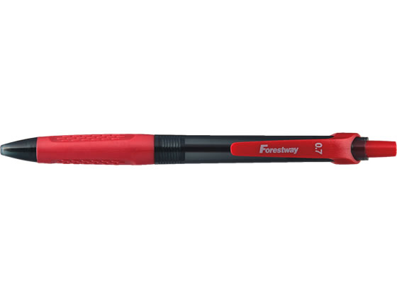 Forestway ノック式油性ボールペン 0.7mm 赤 1本（ご注文単位1本)【直送品】
