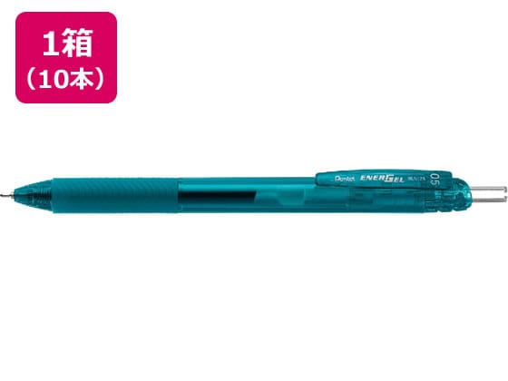 ぺんてる エナージェルエス 0.5mm 黒 ターコイズブルー軸 10本 1箱（ご注文単位1箱)【直送品】