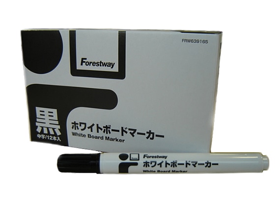 Forestway ホワイトボードマーカー 黒 12本 1箱（ご注文単位1箱)【直送品】