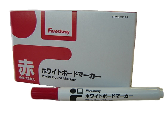 Forestway ホワイトボードマーカー 赤 12本 1箱（ご注文単位1箱)【直送品】