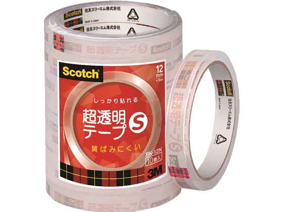 3M スコッチ(R)超透明テープS 工業用包装 12mm幅 BK-12N 1パック（ご注文単位1パック)【直送品】