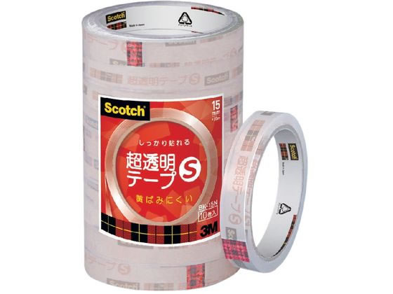 【直送品】スコッチ(R)超透明テープS 工業用包装 15mm幅 1パック（ご注文単位1パック)