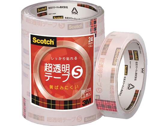 >【直送品】3M スコッチ(R)超透明テープS 工業用包装 24mm幅 BK-24N 1パック（ご注文単位1パック)