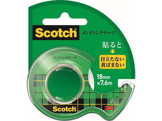 【直送品】3M スコッチ メンディングテープ 小巻 18mm ディスペンサー付 CM-18 1個（ご注文単位1個)